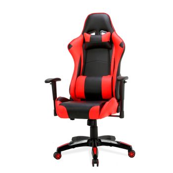 Silla de Estudio Juvenil tipo Gaming 72x70,5x133,5 cm FURNITURE STYLE Regina - Negro/Rojo