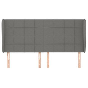 Cabecero Cama Mueble De Dormitorio Con Orejas De Tela Oscuro 163 X 23 X 118/128 Cm Gris M02_0003341