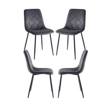 Pack 4 Sillas Drat De Terciopelo 80*40*37 Cm - Gris Oscuro