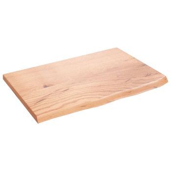 Encimera De Baño Madera Maciza Tratada Marrón Claro 60x40x2 Cm