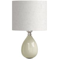 homcom lampara de mesa vintage lampara de mesita de noche con base de ceramica pantalla de lino interruptor basculante crema