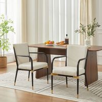 set de 2 sillas de comedor modernas - mueble para comedor - tejido y metal - beige