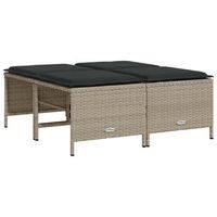 taburetes de jardin con cojines 4 uds ratan pe gris claro vidaxl