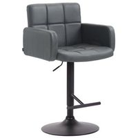taburete de bar con reposabrazos y comodo respaldo en sintetico gris pies negro mate tdb10469