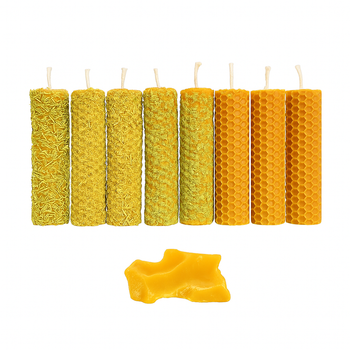 Velas de Cera de Abeja 100% Natural con Romero, Laurel y Ruda - Pack de 8 Unidades para Limpieza Energética y Atracción de Prosperidad - YA-DECOREGALOS