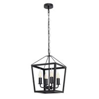 bel air home lampara colgante nora 4xe-14 negro 25x25x80cm - iluminacion moderna y elegante para tu hogar