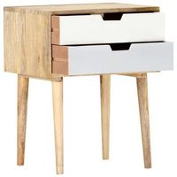 mesita de noche  mesa auxiliar  mesilla de madera maciza de mango 47x35x59 cm