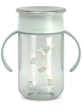 Suavinex Wonderland Vaso 360º con Asas y Antiderrame Verde +12m 340 ml