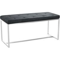 banco banco en tela gris oscuro asiento acolchado y acero inoxidable 100 cm 100005505