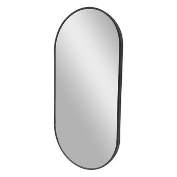Espejo De Pared Para El Baño Corato Aluminio Elíptica 40 X 80 Cm Negro [en.casa]