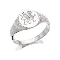 silver welsh dragon signet ring - f5467-p