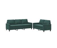 vidaxl juego de sofas con cojines 2 piezas terciopelo verde oscuro