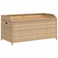 banco con almacenaje  banco de almacenamiento acacia ratan pe beige mezcla 100x50x52 cm
