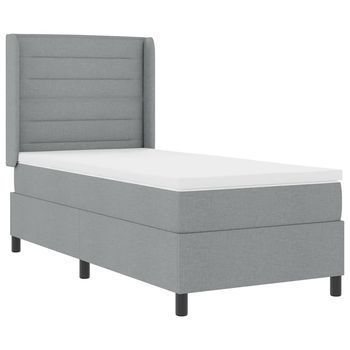 Cama Box Spring Led Con Colchón Gris Claro 80 X 200 Cm Tela Vidaxl
