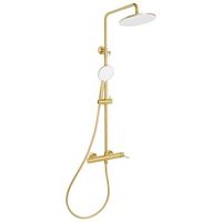 columna de ducha moderna de laton mezclador 3 modos de chorro con funcion lluvia de pared dorado puyehue