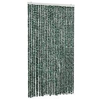 cortina antimoscas chenilla verde y blanco 118x220 cm