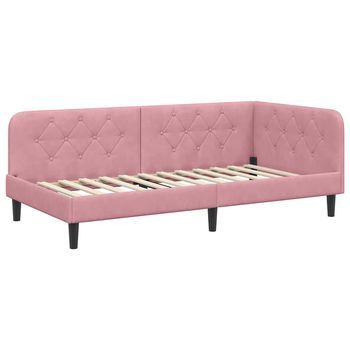 Estructura De Cama En Esquina Rosa 90 X 200 Cm Terciopelo Vidaxl