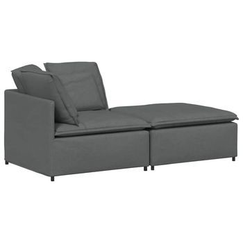 Sofá Modular Con Reposapiés Y Cojines De Tela Gris Oscuro Vidaxl