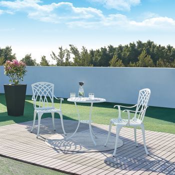 Set Bistró De 3 Piezas Vena Aluminio Fundido Blanco [casa.pro]