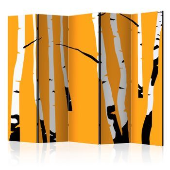 Biombo - Birches On The Orange Background Ii  (225x172 Cm)