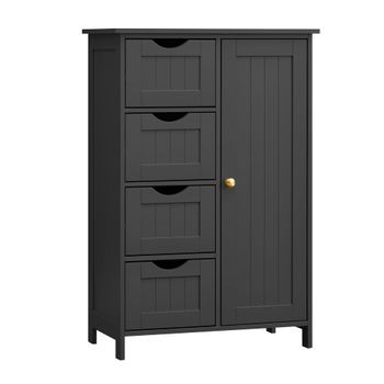 Armario Auxiliar De Baño Con 4 Cajones Mdf Para Baño - Negro Tinta