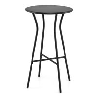 costway mesa de bar alta redonda con reposapies en forma de x estructura de metal para interior y exterior 555x555x93cm negro