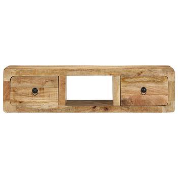 Mueble Tv | Mueble De Salón | Mesa De Tv De Pared Madera Maciza Mango Rugosa 100x32x25 Cm