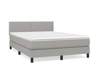 cama box spring con colchon tela gris claro 140x190 cm liso con clavos
