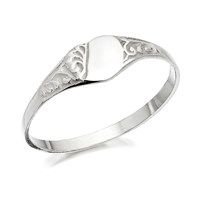 silver heart signet ring - f5554-j