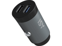 cargador usb para coche - isy icc-5030-cc mini 32 w universal 2 x usb-c gris