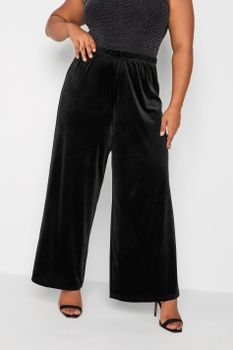 Pantalón Ancho De Terciopelo Negro, Mujer Curvy Y Tallas Grandes, Yours