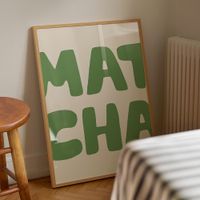 cuadro verde matcha marco premium chapado en roble 50x70 cm