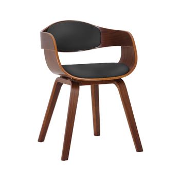 Silla de madera con asiento en Simil cuero Nogal/negro