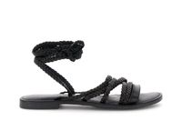 sandalias de piel con bordado de trenza y cierre de esclava black 36