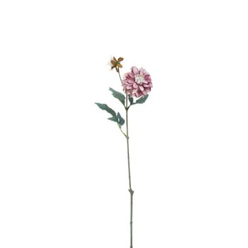 Tallo de dalia artificial con capullo rosa y amarillo h64