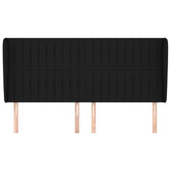 Cabecero Cama Mueble De Dormitorio Con Orejas De Tela 163 X 23 X 118/128 Cm Negro M02_0003606