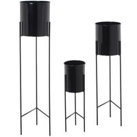 set 3 maceteros negro