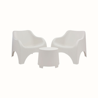 conjunto de jardin 2 sillones  mesa auxiliar de polipropileno cloud - ipae progarden blanco
