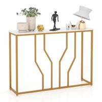 mesa consola con estructura de metal geometrica mesa de entrada 110 x 30 x 80 cm dorado  blanco