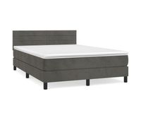 cama box spring con colchon terciopelo gris oscuro 140x200 cm rayas horizontales