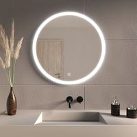 espejo de bano con luz led 60 cm redondo antivaho 3 colores dimmable - lomazoo seattle