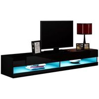 mueble de television moderno nyana home  con luz led integrada  diseno flotante y elegante  amplio almacenamiento  medidas 180x30x40 cm  negro