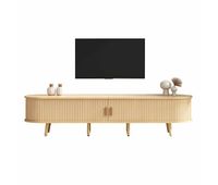 mueble tv 175x40x42 cm - con almacenamiento 2 cajones superficie redonda madera mdf - color madera