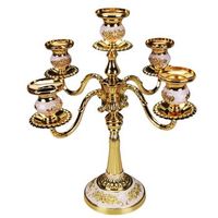 elegante candelabro de aleacion de zinc de 5 brazos - centro de mesa romantico para cenas a la luz de las velas gold white