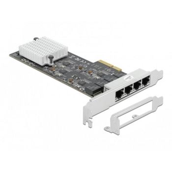 Tarjeta de red DeLOCK 4 puertos RJ45 PCI Express x4 2,5 GbE negra metálica