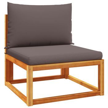 Sofá Jardín | Sofá De Exterio Sin Reposabrazos Con Cojines Madera Maciza Acacia