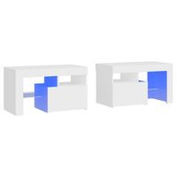 pack 2 uds mesitas de noche  mesa auxiliar  mesilla con luces led blancas 70x365x40cm