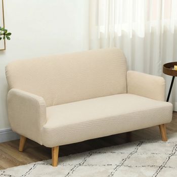 Sofá De 2 Plazas De Terciopelo Homcom 140x74x79 Cm Blanco Crema