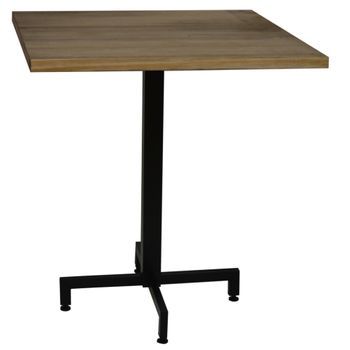 Mesa Cuadrada Icub 70x70x75cm Negra En Madera Maciza De Pino Acabado Vintage Estilo Industrial