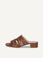 caprice mule brown made of leather with block heel size 36